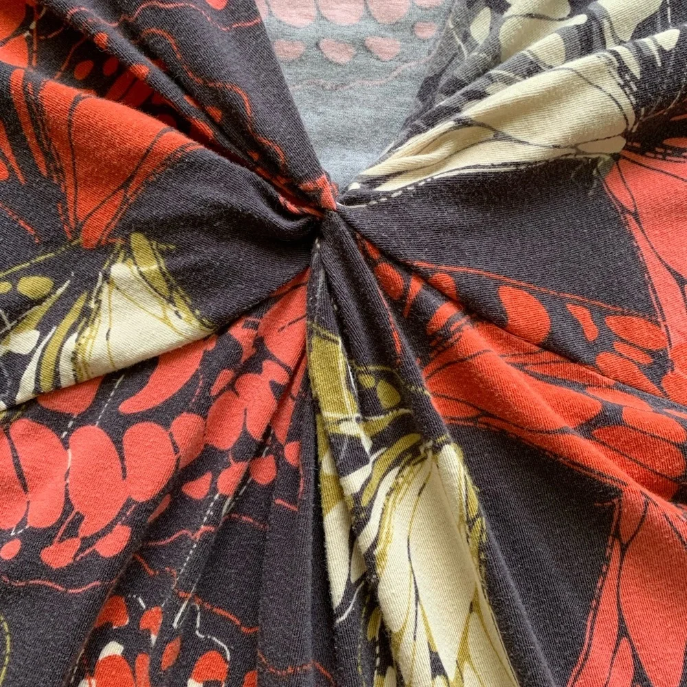 CAbi brown abstract-print long-sleeve dress Size S